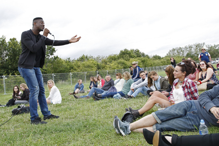 NON EX BBC The Voice Winner Jermain Jackman seen performing to a crowd at LiveStock Festival in Longdon.
